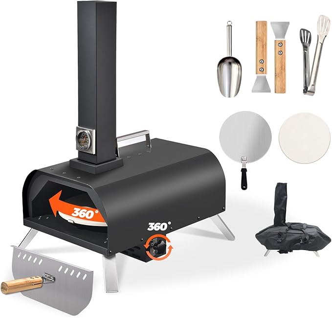 1112 Temp 11-inch Pizza Oven Rotating Pizza Stone 360 ℃ Outdoor Pizza Oven Wood Pizza Oven Outdoor Ovens For The Backyard