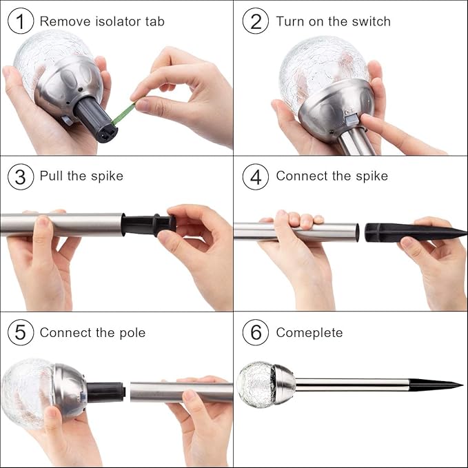 SOLPEX Solar Garden Lights Outdoor, 3 Pack Multi-Color Changing&White 2 Modes Solar Powered Glass Ball Garden Lights Waterproof for Patio Decoration