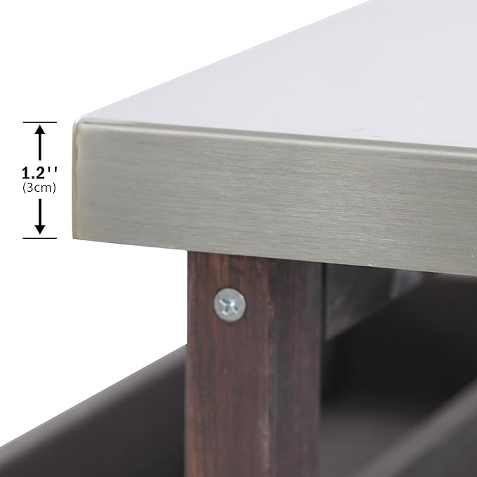 50.25" W Grill Cart with Stainless Steel Tabletop - Outdoor Storage Cabinet for BBQ, Bar Patio Kitchen Island with Ample Storage and Lockable Wheels