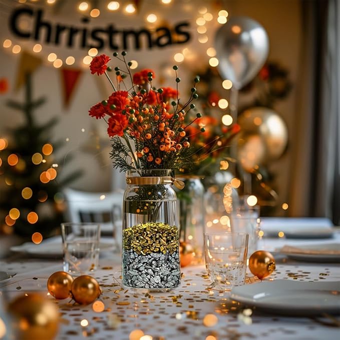 HappyFiller 3-7mm Candle Holder Mini Rocks,Vase Fillers Small Gravels Stones,Terrarium Succulent Planter Soil Cover Decor Pebbles,Aquarium Fishbowl Granule,Crushed Glass,Silver 0.81 LB