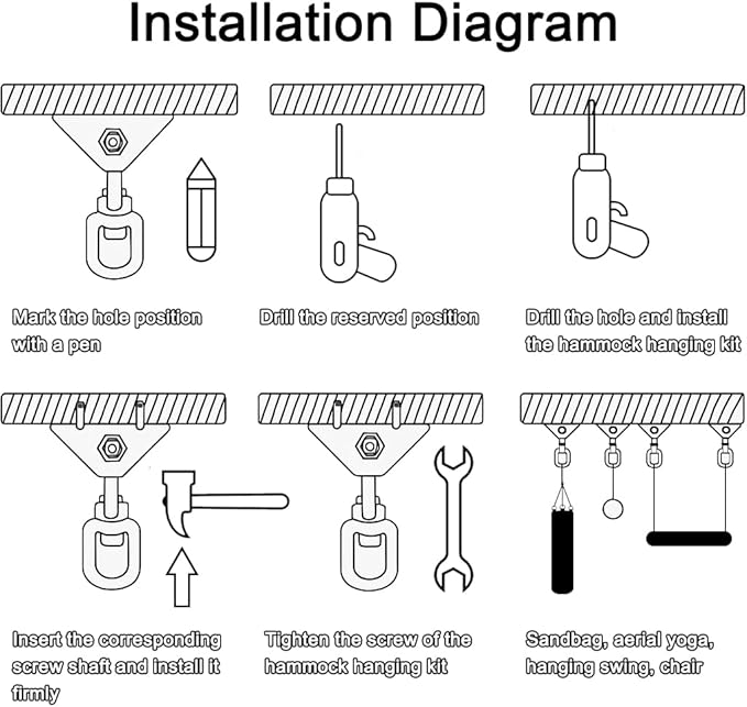 Heavy Duty Hammock Hanging Kit, 360° Rotating 1200 lb Swing Hangers for Hammock Chair Stand, Seat, Porch Swing, Yoga, Tree, Ceiling Mount, Indoor Outdoor Hanging Hardware Black | Pack of 3