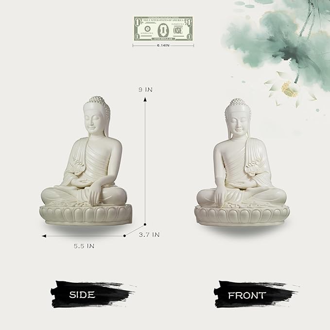 FENGSHUI-CAISHEN Top Ceramic Big Buddha Statue for Home, Meditation Sitting Buddha Figurine, Handmade Buddah, Buda, Budda, Buddha Statue Indoor/Outdoor, Buddha Decor & Gifts, Buddhas