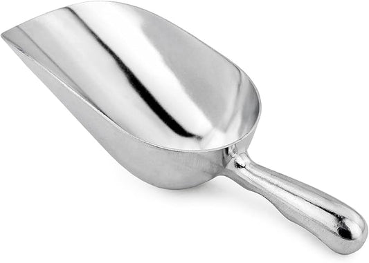 New Star Foodservice 34547 One-Piece Cast Aluminum Round Bottom Bar Ice Flour Utility Scoop, 24 -Ounce, Silver (Hand Wash Only)