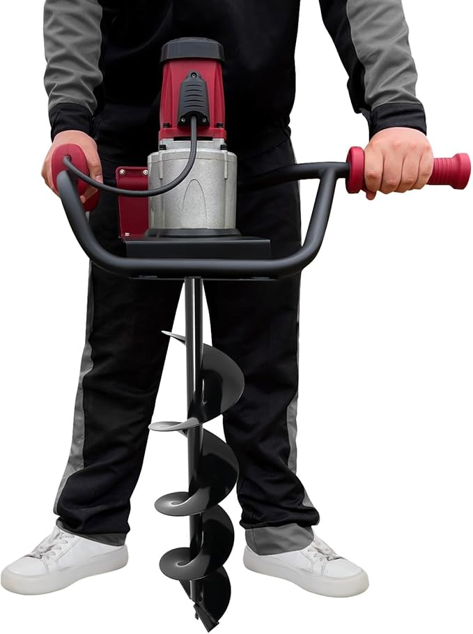 Post Hole Digger,1500W 1.6HP Electric Post Hole Auger Earth Auger Digging Drill Digging Machine with 4" & 6" Digging Auger Bits and Extension Bar Set for Planting,Trenching in Garden (1500W,2xDrill)