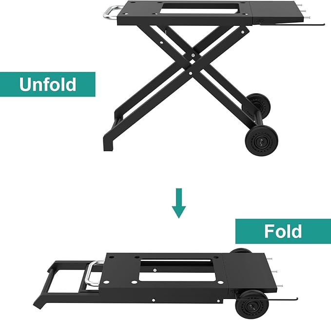 Foldable Grill Cart and Cover for Blackstone 17" and 22" Table Top Griddles, Grill Stand for Blackstone 17inch & 22inch TableTop Griddle, Camping and Outdoor Cooking.