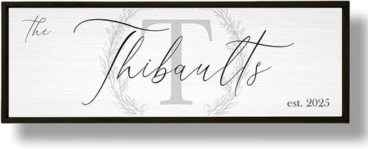 Last Name Signs for Home, Personalized Wall Decor, Monogram Gifts, Framed Wooden Family Name Sign for Home Decor, Custom Wood Signs, Established Signs