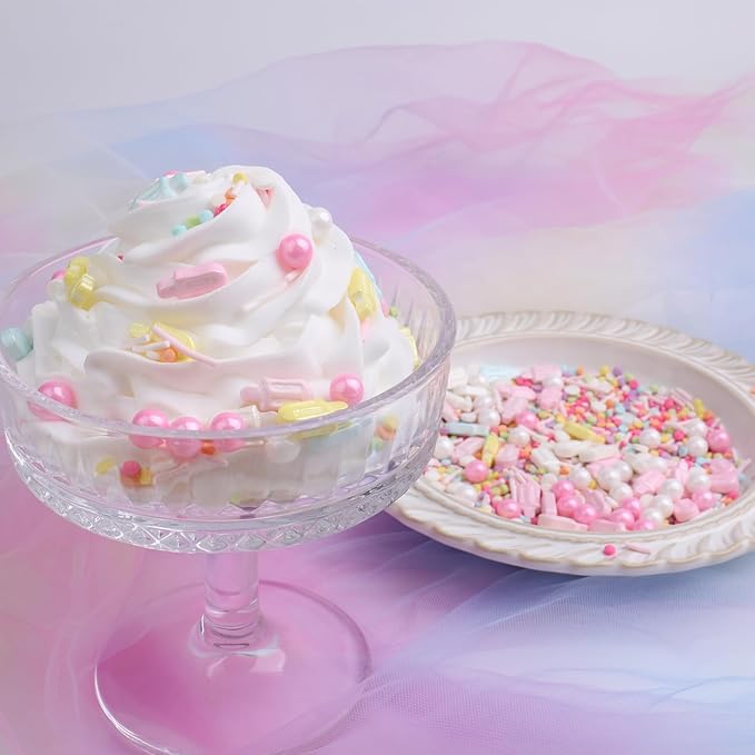 Summer Ice Cream Sprinkles for Cake Decorating, Pastel Popsicle Sugar Baking Edible Cupcake, Cookie, Donut Toppers and Birthday Party Supplies