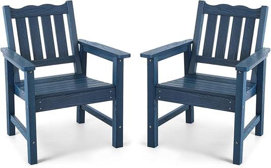 Stoog All-Weather Patio Chairs Set of 2, Heavy Duty Outdoor Chairs with 400 lbs Weight Capacity, Garden Chair for Backyard, Deck, Lawn & Porch, Blue