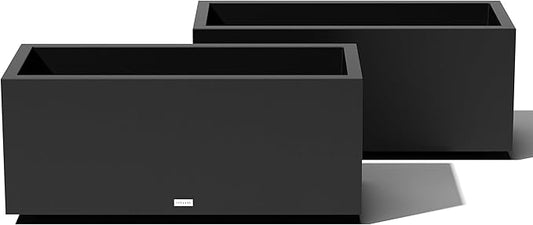 Veradek Block Series Long Box Planter - Large Rectangular Planter for Indoor or Outdoor Patio/Porch | Durable All-Weather Use with Drainage Holes | Modern Décor for Tall Plants, Flowers or Shrubs