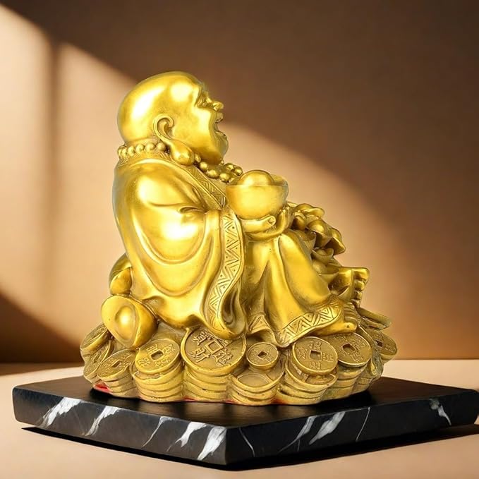 Golden Laughing Buddha Statue,New Home Decor, for Home,Room Decor Lucky and Happy,Zen Garden