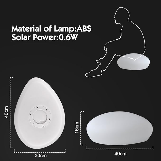 Solar Garden Lights Outdoor Glow Cobblestone Shape Lamp Garden Decor Light-White & RGB Light Waterproof Landscape Night Lights for Lawn/Patio/Path 1pc