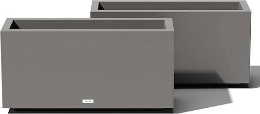 Veradek Block Series Long Box Planter - Large Rectangular Planter for Indoor or Outdoor Patio/Porch | Durable All-Weather Use with Drainage Holes | Modern Décor for Tall Plants, Flowers or Shrubs