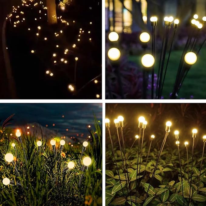 ANTQUE 8 Pack Solar Garden Lights, New Upgraded Swaying Starburst Solar Garden Lights, Vibrant Garden Lights Waterproof Solar Outdoor Lights, Yard Patio Pathway Decoration