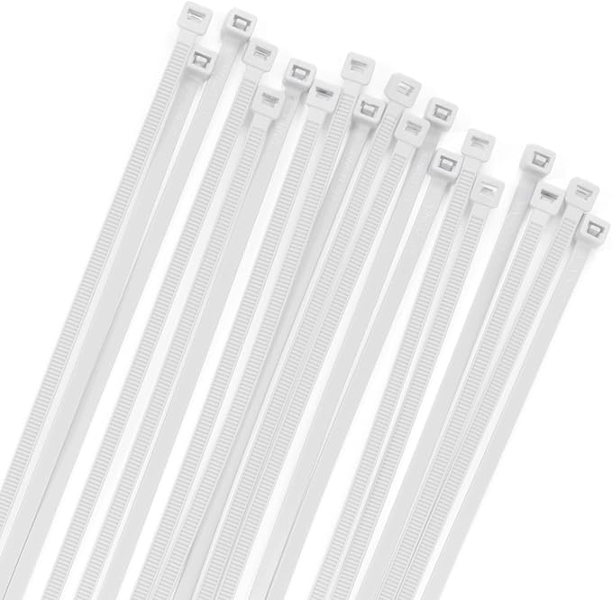 XINGO 100PCS Cable Zip Ties Heavy Duty, Premium Nylon Plastic Wire Ties with 50 Pounds Tensile Strength, Self-Locking Black Nylon Zip Ties for Indoor and Outdoor (10 inch, White)