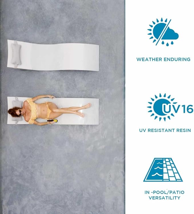 Ledge Lounger - Signature Chaise Deep - Inside Pool & Sun Shelf Lounge Chair - Designed for Deep Shelves 10”-15” - Compatible with All Pool Types - Poolside & Sun Deck Tanning - Set of 2 - White