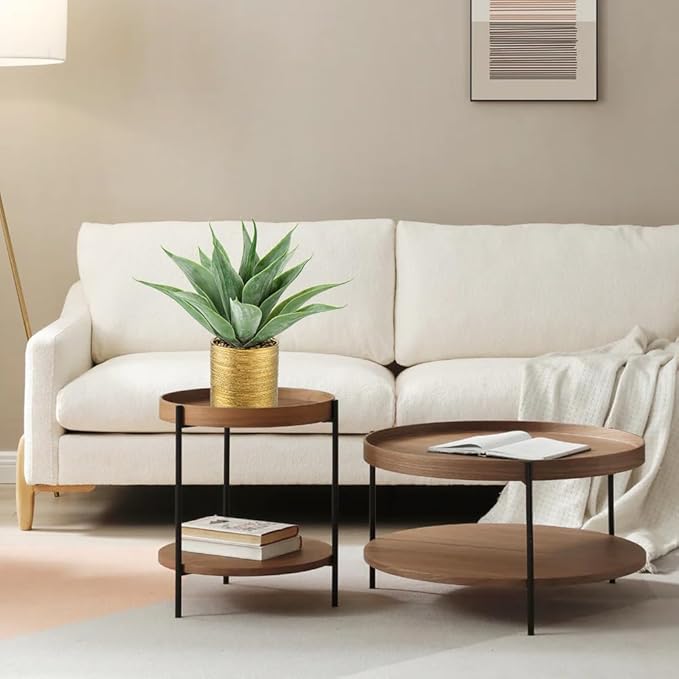 Large Faux Agave Plant Artificial Aloe Vera Plant Fake Succulent Plants in Pot Realistic Agave Plant Artificial Potted Plants for Home Living Room Table Office Desk Bathroom Indoor Decor(Brushed Gold)