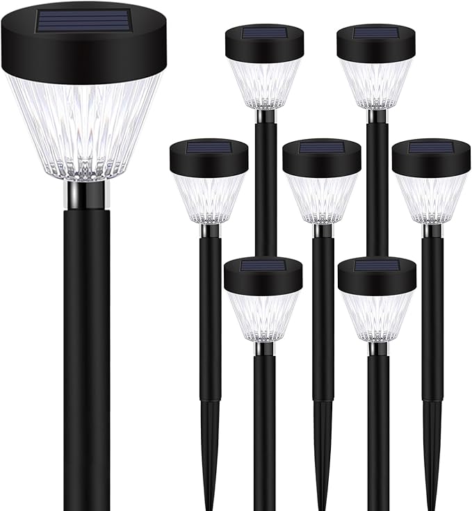 Solar Outdoor Lights, 8 Pack LED Solar Lights Outdoor Waterproof Auto On/Off for Outside, Garden Decor for Yard, Patio, Landscape, Planter, Walkway (Warm White)