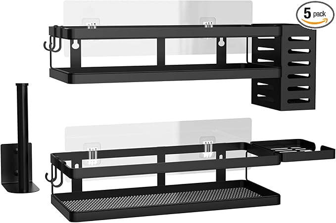 PUSDON Metal Wall Hanging Basket 2 Packs DIY Suitable for Multiple Scenes - Middle Black Guardrail Suit