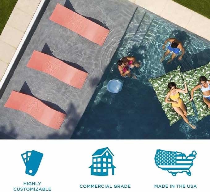 Ledge Lounger- Signature Chaise Deep - Inside Pool & Sun Shelf Lounge Chair - Designed for Deep Shelves 10”-15” - Compatible with All Pool Types - Poolside & Sun Deck Tanning - Set of 2 - Granite Gray