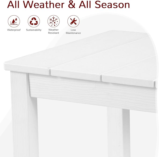 Stoog 3 Piece Patio Dining Sets, All-Weather Patio Chairs with Curved Backrest, Include 2 Garden Chairs and 1 Side Table, White