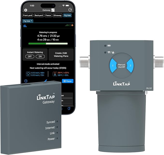 LinkTap ValveLinker & Gateway, Battery Powered Smart Sprinkler/Irrigation Controller, Automatic Rain Skip, Better Range Than WiFi, Compatible with LinkTap Wireless Water Timer, Alexa, IP66 (2-Zone)