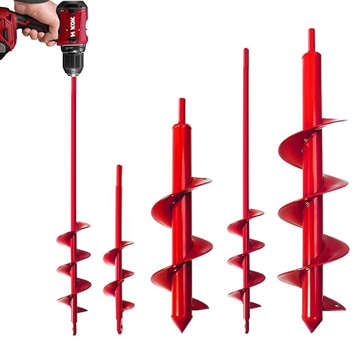 4 Pack Garden Auger Drill Bit for Planting,Ground Soil Earth Spiral Drill Bits for 3/8" Hex Drive Drill, Auger Drill for Bulbs Planting, Hole Digger Flowers,Bedding Digging Plant Rapid Planter Tool