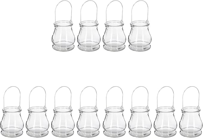 12PCS Hanging Glass Candle Holder: Glass Air Plant Succulent Vase Hanger Plant Terrariums Orbs Air s for Party Wedding Centerpiece