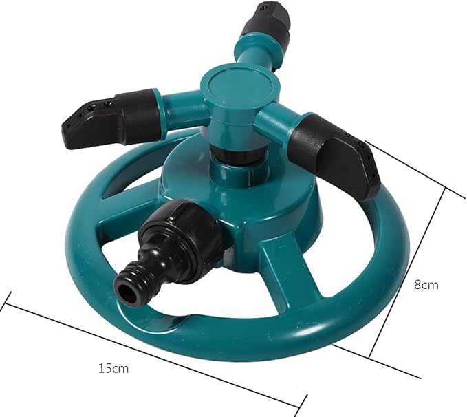 ViaGasaFamido Garden Sprinkler Automatic 360° Circle Rotating Watering Sprinkler Irrigation System Lawn Sprinkler with 3 Nozzle Pipe Hose for Yard Large Area