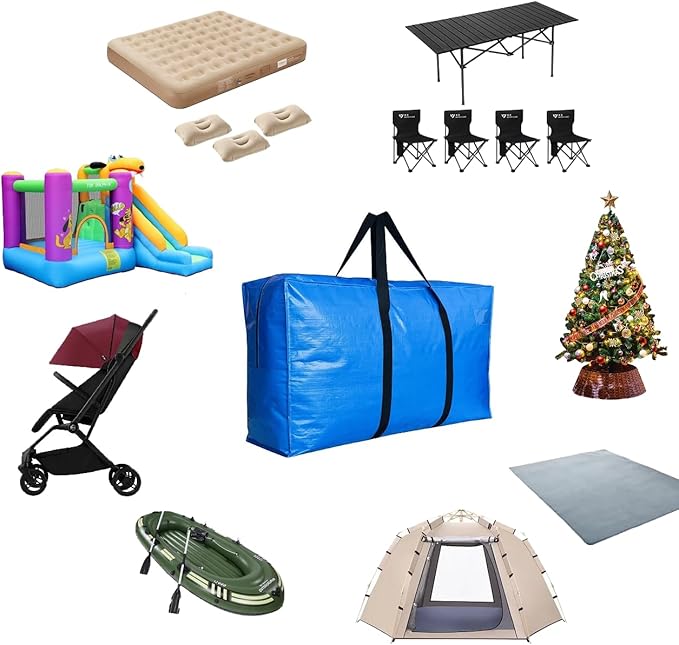 168 Gallon Extra Large Storage Bags, Jumbo Moving Storage Bags, Foldable Big Blue Waterproof Outdoor Patio Cushion Storage Bag, 65x30x20inch - 1PACK