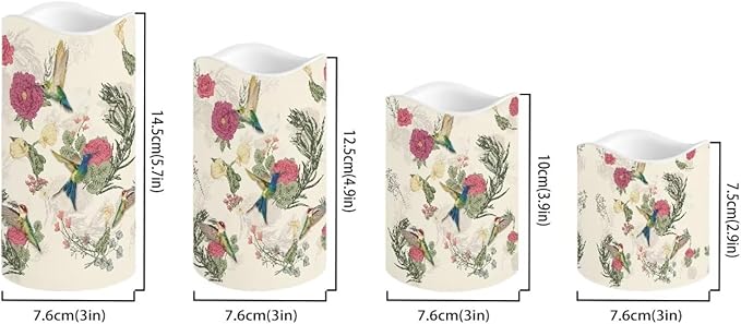 Ystardream Hummingbird Electric Candles Battery Operated Vintage Elegant Flameless Flickering Candles with Remote Control Timer for Christmas,Thanksgiving,Party Wedding Decoration,4 Pack