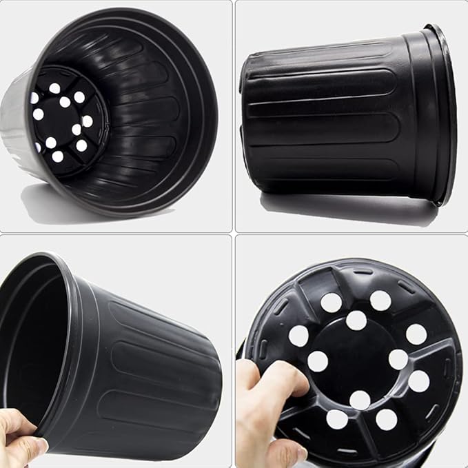 50-Pack 1 Gallon Flexible Flower Plant Nursery Pots, Thickened Soft Plastic Seed Starting Container for Succulents, Seedlings, Cuttings, Transplanting,(Black)