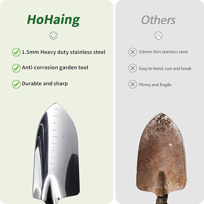 Garden Tool Set, 3 Pieces Gardening Kit with Garden Plant Twist Tie and Plastic Plant Tag, Stainless Steel Heavy Duty Garden Tools with Wooden Handle, Gardening Gifts for Women