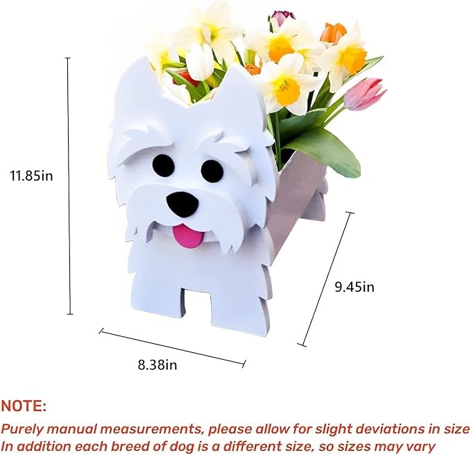West Highland White Dog Planter Plant Pots,Cute Garden Dog Flower Planter,Dog Planters Birthday Gifts for Women,Office,Indoor/Outdoor Decor（9.45 * 5.75 * 12.2in）