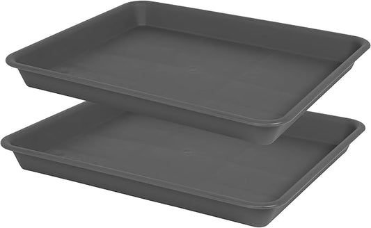 Rectangle Plant Tray, Plant Drip Tray, Plant Pot Saucers, Plant Germination Trays, Plant Saucers, 14.5'' x 11'' x 1.5'' (2 pack), Gray