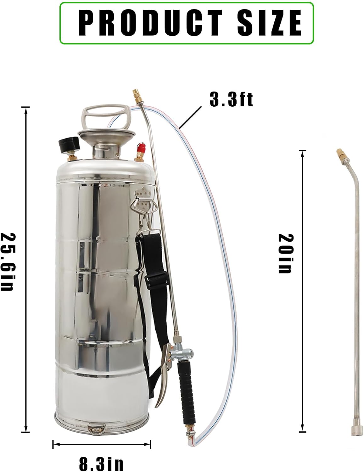 3.5 Gallon Stainless Steel Sprayer Hand Pump Sprayer with Pressure Gauge Safety Valve Adjustable Nozzle for Gardening Lawn and Cleaning