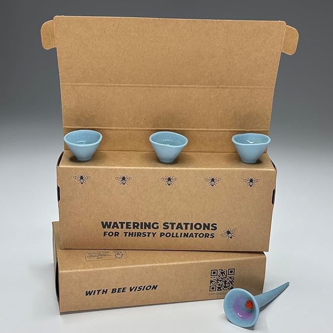 3 Pack, Bee Watering Station, Butterfly Feeder, Bee Feeder, Garden Decor, Bee Decor, Outdoor Garden Decor, Plastic Free, Handmade from Porcelain (3, Morning Glory)