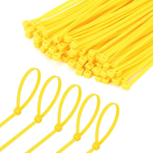 8 Inch Yellow Zip Tie 1000 PCS, 40 Lbs - Small to Medium Zip Tie, Nylon PA66 UV Resistant Cable Tie Heavy Duty for Indoor and Outdoor Use - Ideal for bundling and securing objects