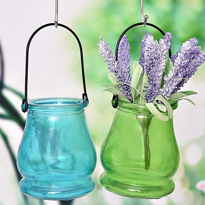 12PCS Hanging Glass Candle Holder: Glass Air Plant Succulent Vase Hanger Plant Terrariums Orbs Air s for Party Wedding Centerpiece