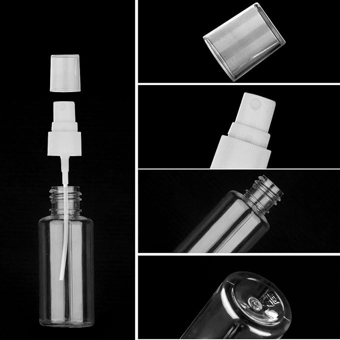 Spray Bottle, 1oz/30ml Small Plastic Fine Mist Spray Bottles, Mini Empty Travel Bottles with Funnels and Labels 6 Pack