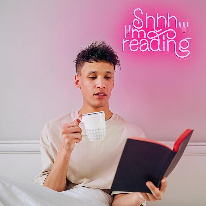 WLHOPE Shhh Im Reading Neon Sign Neon Signs for Wall Decor Dimmable Read Books Neon Lights LED Sign for Book Lovers Gifts Bedroom Bookstore Reading Room Library Study Room Decoration