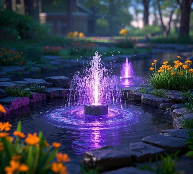 Pond Lights Submersible Outdoor Spotlights with Timer, Color Changing Fountain Light Waterproof Dimmable with Spiked Stand for Pond Fountain Waterfall Pool Landscape(Set of 2)