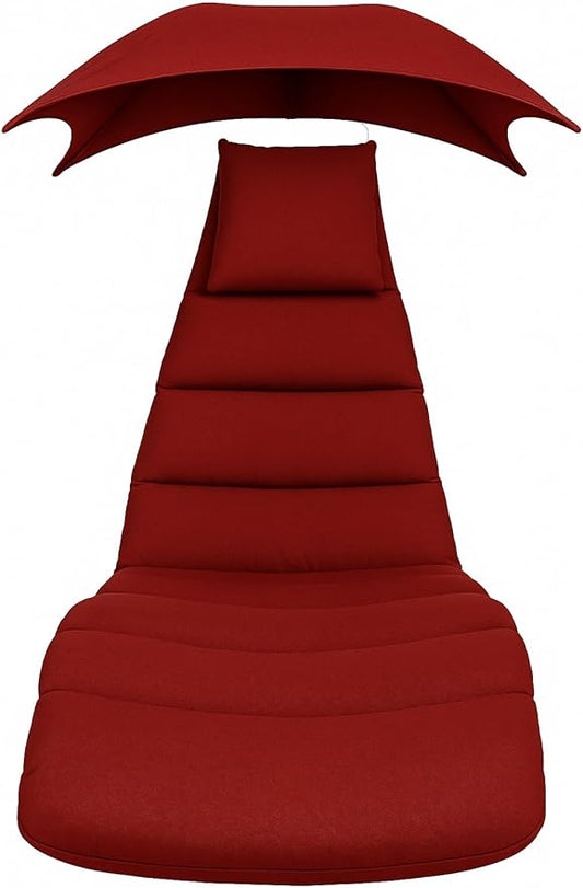 Weatherproof Replacement Cushion Pad and Umbrella for Hanging Lounge Chair Outdoor Chaise Hanging Hammock Chair - Long-Lasting, Fade-Resistant, Quick-Dry, Outdoor Lounge Replacement Set - Red