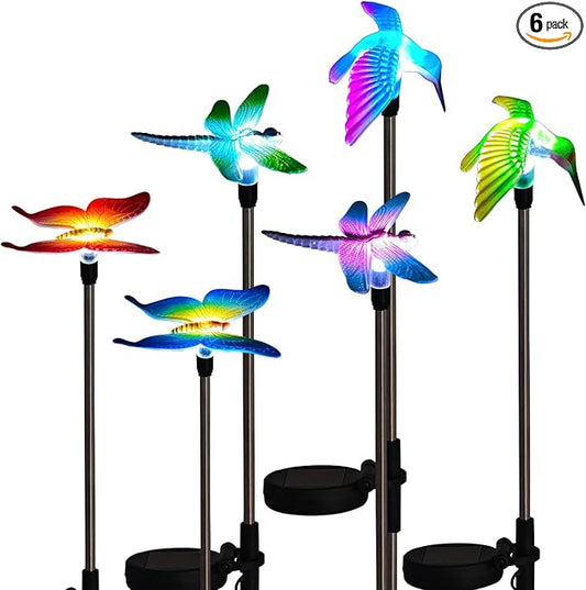 Solar Outdoor Lights with Hummingbird Butterfly Insect Garden Gifts Decor,Solar Garden Stakes Lights for Pathway, Lawn, Patio, Driveway