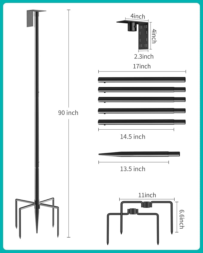 Bird Feeder Pole – 90 Inch Height Bird House Pole with 1-Inch Dia Heavy Duty for Birdfeeders, Feeding Stand with Mount Kit for Outdoor, Slip-Fit Connection