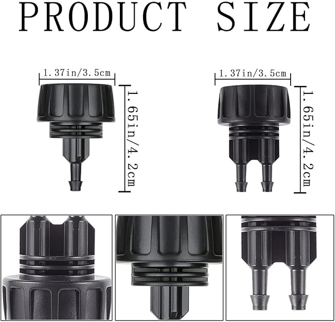 14 PCS Drip Irrigation Hose Connectors 1/4 Inch Water Drip Hose Adapter Connectors Garden Hose to 1/4" Drip Irrigation Parts Swivel Garden Faucet Single Head Double Head Hose Quick Connect Fittings