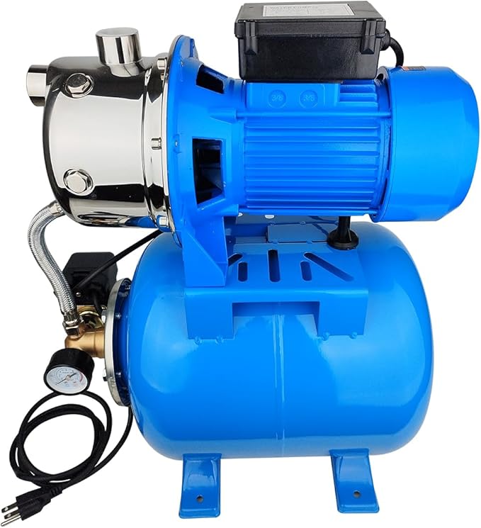 1.6Hp SS Shallow Well & Pressure Booster Pump 110V Water Transfer 48m 15GPM Automatic for Home Garden Sprinkler System Lawn Farm Draining Irrigation