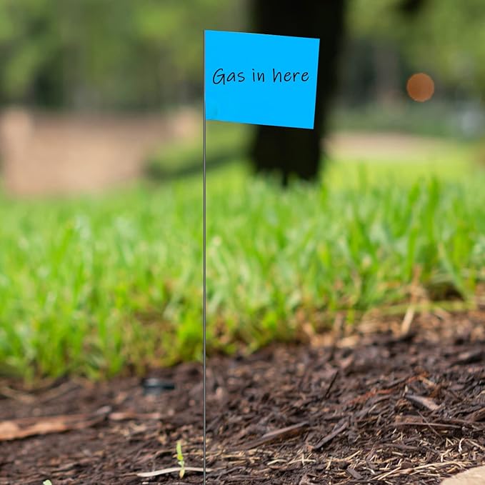 Zozen 100Pack Blue Marking Flags, Writable/15x4x5 Inch, Yard Flags for Lawn & Irrigation & Landscape & Sprinkler & Survey & Dog Training.