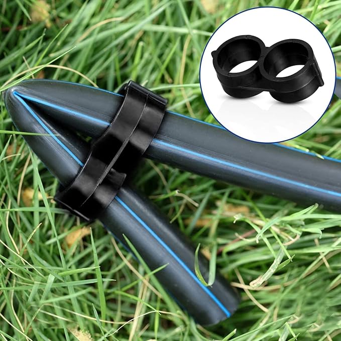 Maitys Irrigation Fittings Kit for Tubing 32 Piece Set, 8 Tees, 8 Couplings, 8 Elbows and 8 End Cap Plugs Barbed Connectors for Drip Sprinkler Systems, Garden, Patio, Lawn or Flower Bed (1/2 Inch)