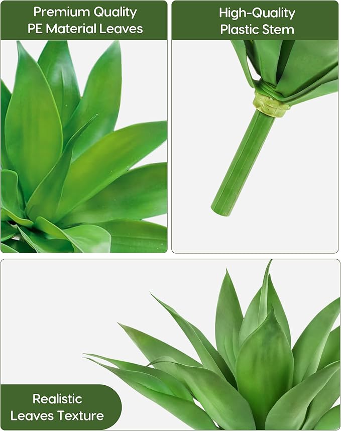 Velener Artificial Plant Outdoor Agave - Small Size UV Resistant Fake Agave Plants for Indoor and Outdoor Decor(14 Inch)-2 Pack