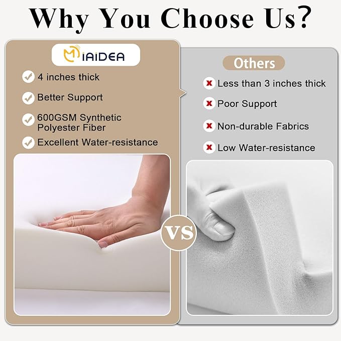 Outdoor Chair Cushions Set of 2 for Patio Furniture 22x22x4 Inch Waterproof Patio Chair Cushion 3 Year Color Fastness Square Elastic Foam Garden Couch Pads with Ties and Handle,Green